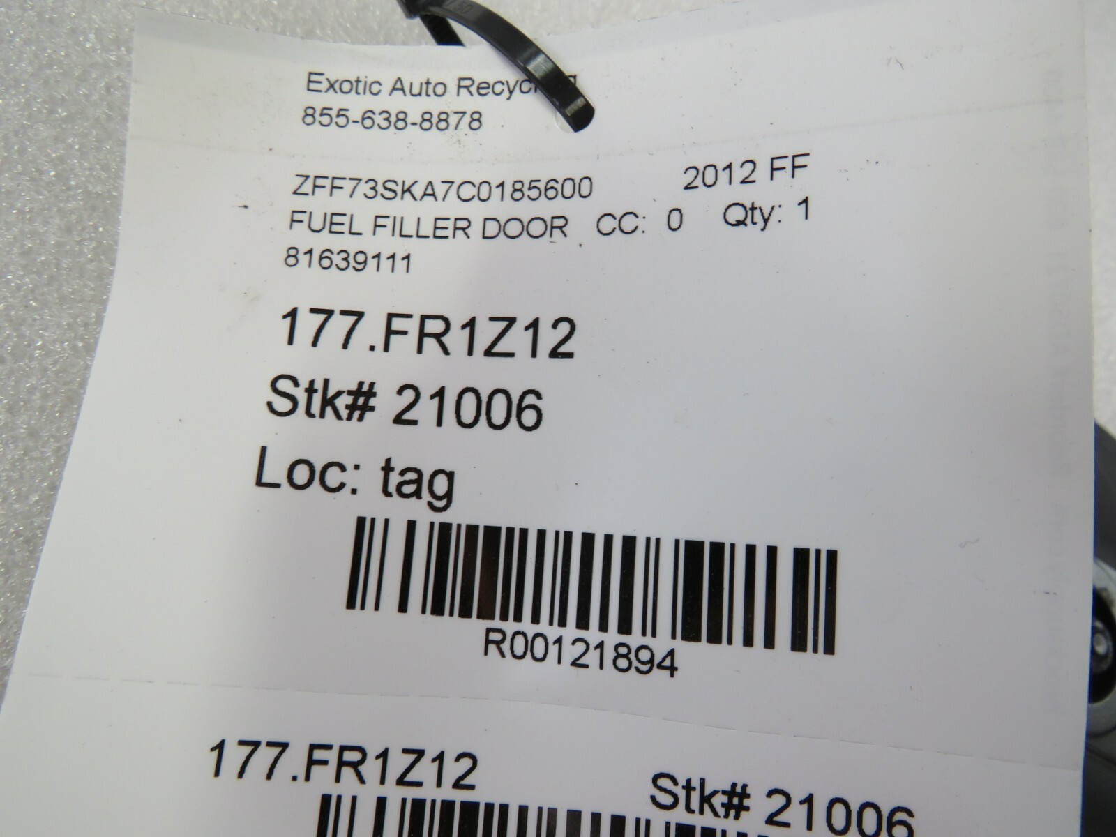 Ferrari FF, Fuel Filler Door, Used, P/N 81639111