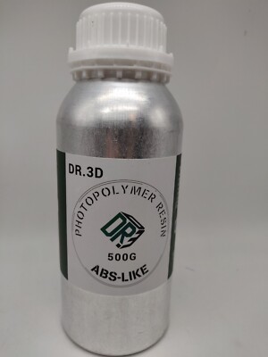 Dr.3D Printer Resin, White Color Photopolymer Resin WASHABLE, 500 G