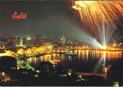 Kroatien  - Croatia - Split - centar grada nócu - bei Nacht - at night - 1987