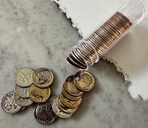 1969 S 10C Roosevelt Dime Proof - Rotolo di 50 monete