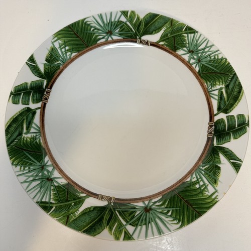 Florida Marketplace Palm Island Dinner Plates Lot of 4 White Green Brown Palms - Picture 6 of 10