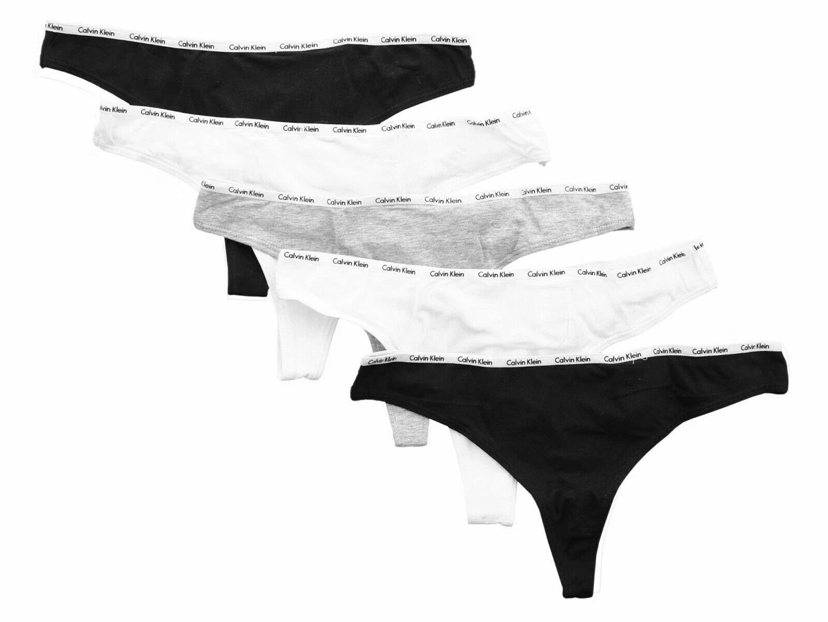 CALVIN KLEIN THONGS 5 PACK BAG SIZE L COTTON UNDERWEAR LOGO-WAIST THONG  KNICKERS