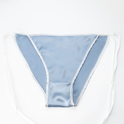 Womens 100% Silk Bikinis Underwear Knickers White Tangas Side Tie Panty Lingerie - Picture 27 of 30