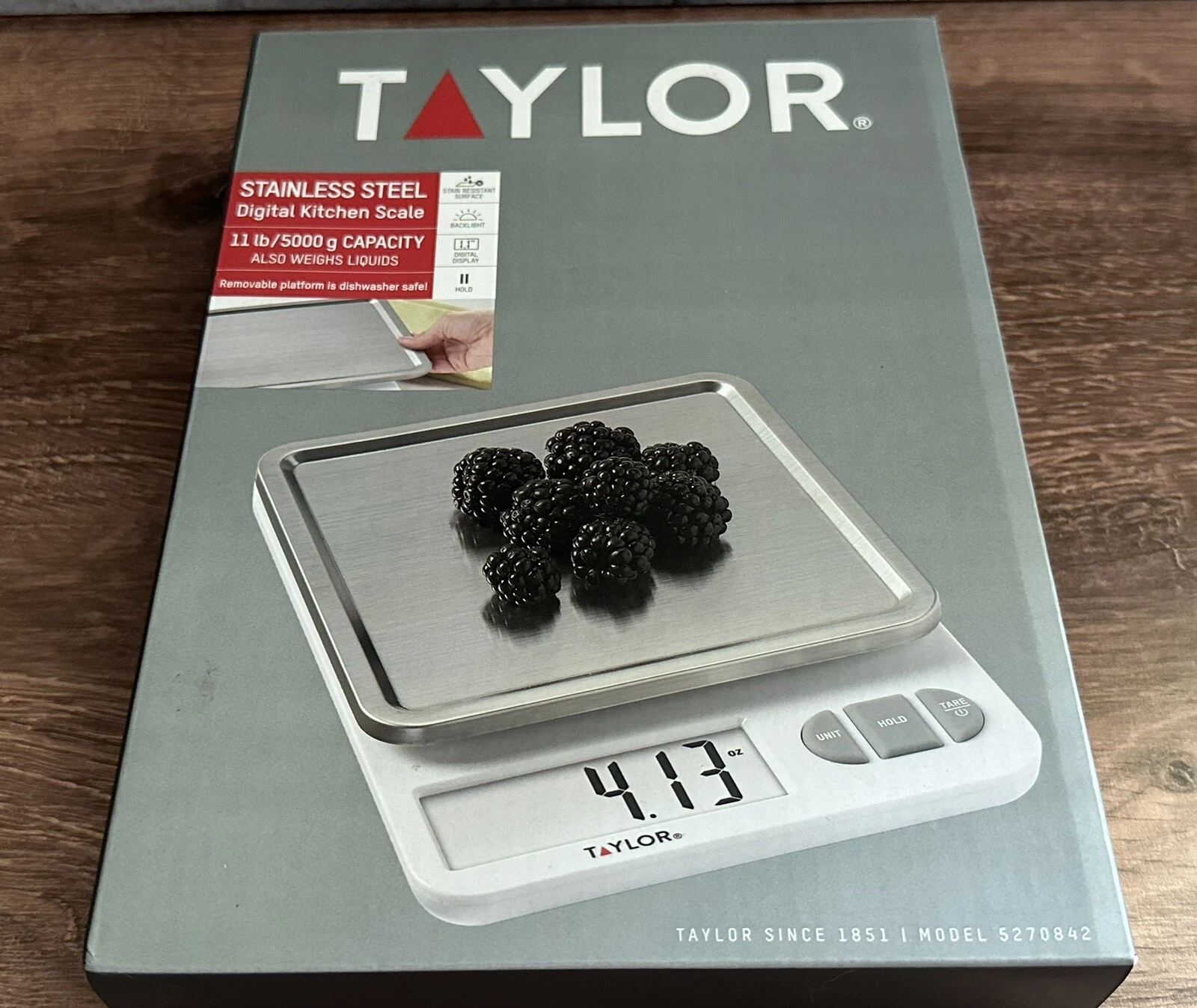 Taylor Digital Stainless Steel Food Scale w/ Removable Tray Open Box Never Used