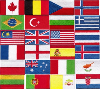 National Länderflagge Aufnäher | Bügelbild/Aufnähen bestickt Stoffaufnäher/Abzeichen