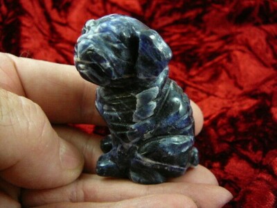 (Y-DOG-SH-711) Blue Gray SHAR PEI Pug sharpei dog dogs FIGURINE carving LOVE
