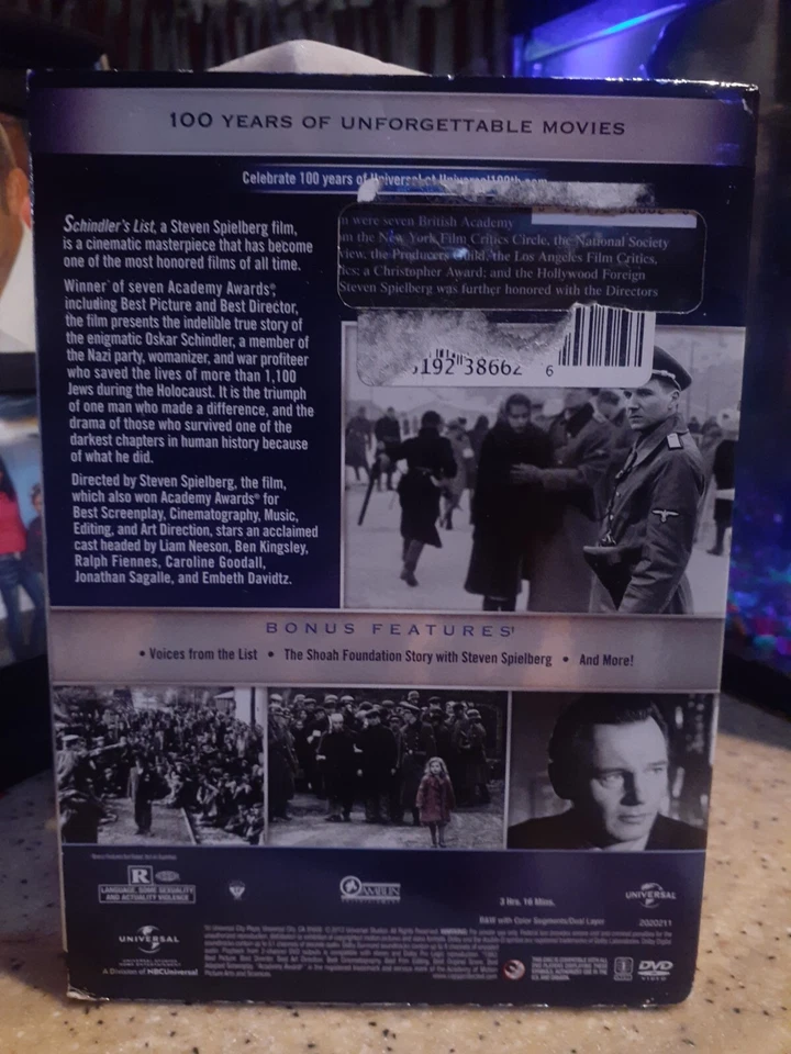 Schindlers List (Widescreen Edition) DVD 100th Anniversary Steven Spielberg - Image 2 of 2