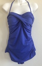 Jantzen Solid Surplice Maillot One- Piece Swimsuit Removable Strap Blue Size 12