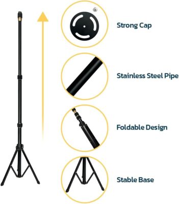 Telescopic Boat Cover Support Pole Adjustable Height from 29'' to 56'' Tripod Base