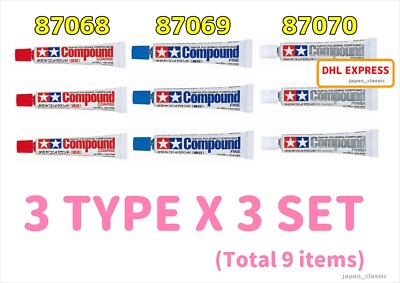 TAMIYA POLISHING COMPOUND SET FIN FINISH COARSE 87068 87069 87070 3 TYPE X 3 SET