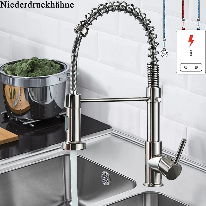 Niederdruck Küchenarmatur Edelstahl Ausziehbar Brause Einhand Wasserhahn Küche
