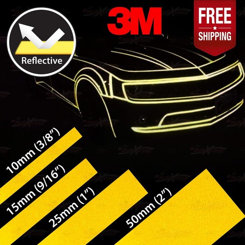 Weatherproof REFLECTIVE 3M Safety Car Bike Motorcycle Truck Vinyl Sticker YELLOW - Picture 14 of 15