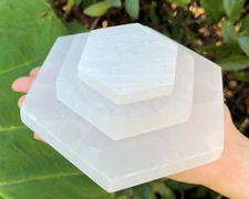 Selenite Hexagon Plate: 3" 4" or 6" (Selenite Charging Plates, Selenite Crystal)