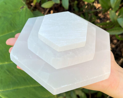 Selenite Hexagon Plate: 3'' 4'' or 6'' (Selenite Charging Plates, Selenite Crystal)