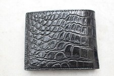 Black Genuine Crocodile Belly Leather Skin MEN'S BIFOLD Wallet C18