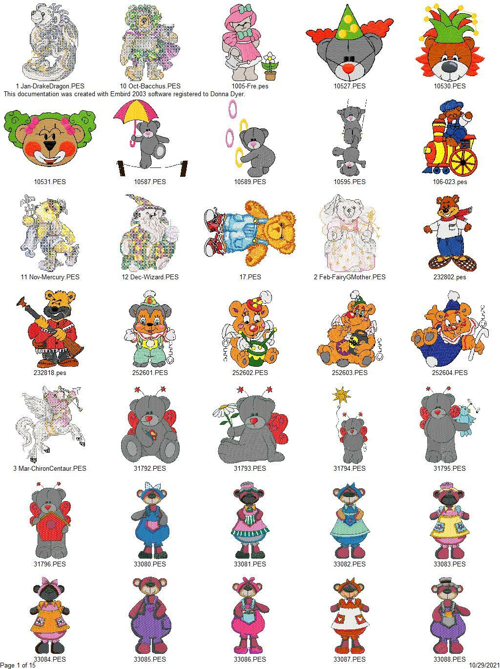 500 LINDOS DISEÑOS DE MÁQUINA DE BORDAR OSOS COLECCIÓN UNIDAD USB PES