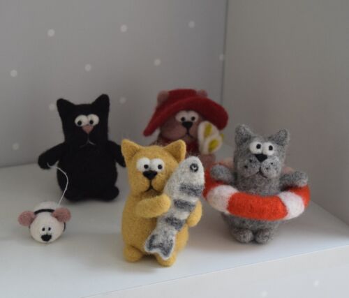 Needle felting Kit beginners (starter kit) Fisherman cat DIY cat craft set - Picture 11 of 11