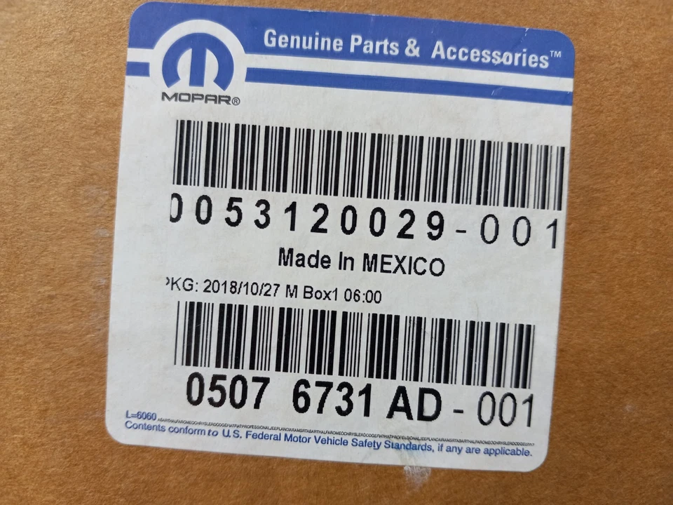 2009-2020 DODGE TRAVEL ПЕРЕДНЕЕ ЛЕВОЕ КРЫЛО P/N 05076731AD OEM MOPAR СОВЕРШЕННО НОВОЕ - Изображение 3 из 4