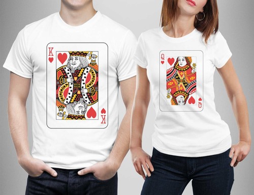 King Queen Cards Matching T Shirts Men 
