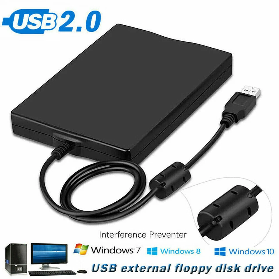 USB 2.0 External Floppy Disk Drive 3.5" 1.44MB For Laptop Windows PC Mac - Image 2 of 4