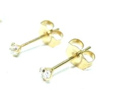 14kt Yellow Gold 2MM CZ Stud Earring- nose too-14kt backs-GIFT BOX-FREE SHIPPING