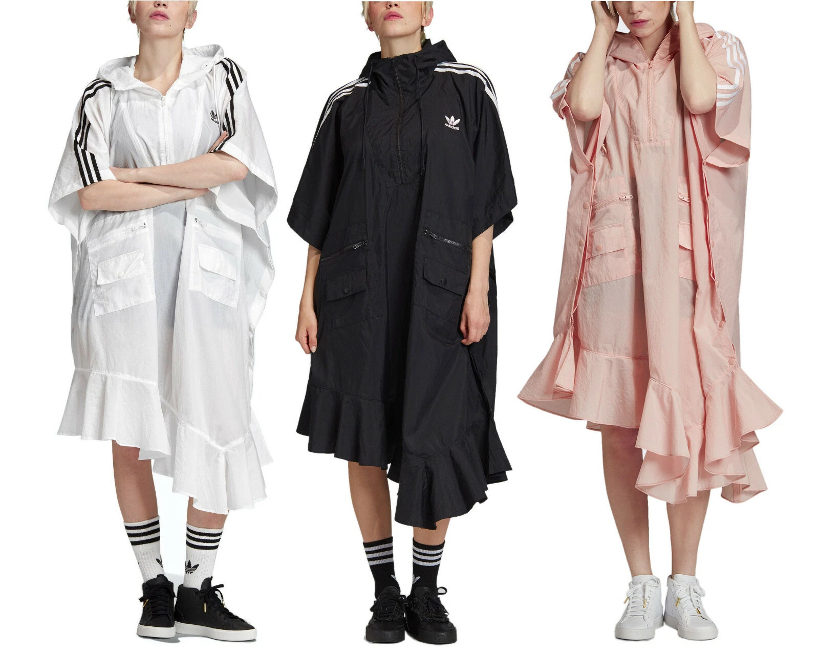 adidas Originals x J KOO Women's Oversized Trefoil Poncho Rain Coat Cape Jacket
Opens in a new windo