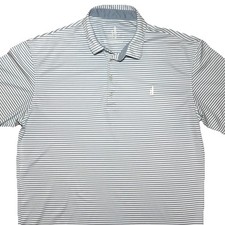 Johnnie-O Prep-Formance Polo Shirt Mens Size Large Cloudbreak Blue White Stripe