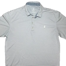 Johnnie-O Prep-Formance Polo Shirt Mens Size Large Cloudbreak Blue White Stripe