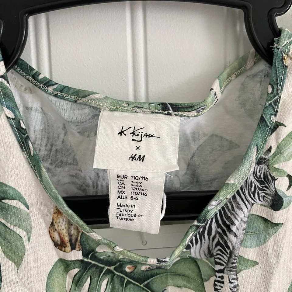 Vestido H&M X K.Kijak Niña Sin Mangas Safari y Monstera 4-6Y NUEVO Foto 2 de 4