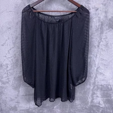 AB Studio Womens Sheer Chiffon Puff Sleeve Whimsigoth Top L Witchy Victorian VTG