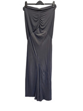 REISS Ladies Grey 100% Silk Ruched Asymmetric Midi Evening Dress UK medium