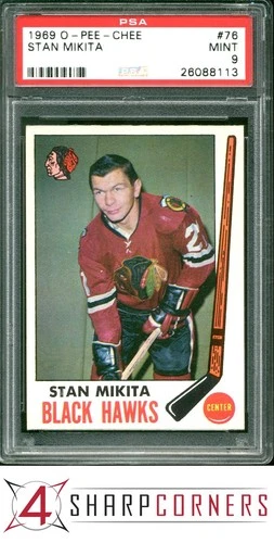 1969 O-PEE-CHEE #76 STAN MIKITA BLACK HAWKS HOF POP 4 PSA 9 SET BREAK