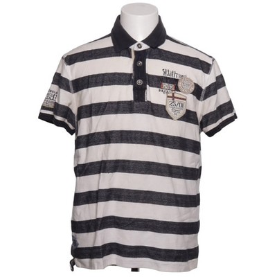 Camp David, Poloshirt, Größe: L, Blau/Weiß, Baumwolle, Streifen, Herren #sqX