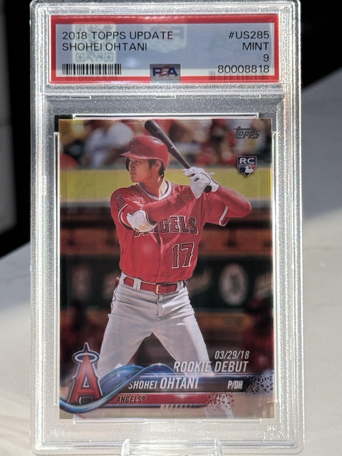 2018 Topps Update Shohei Ohtani Rookie Debut #US285 PSA 9 MINT Angels RC