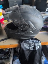 Harley Davidson HD-H24 Modular Motorcycle Black Helmet Sz Medium Clear Visor