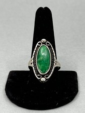 Old Pawn Navajo Sterling Silver with Green Turquoise Ring. Size 10