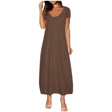 Plus-Size Casual Nightdress with Deep V-Neck, Long, Off-Shoulder, Multiple Color
