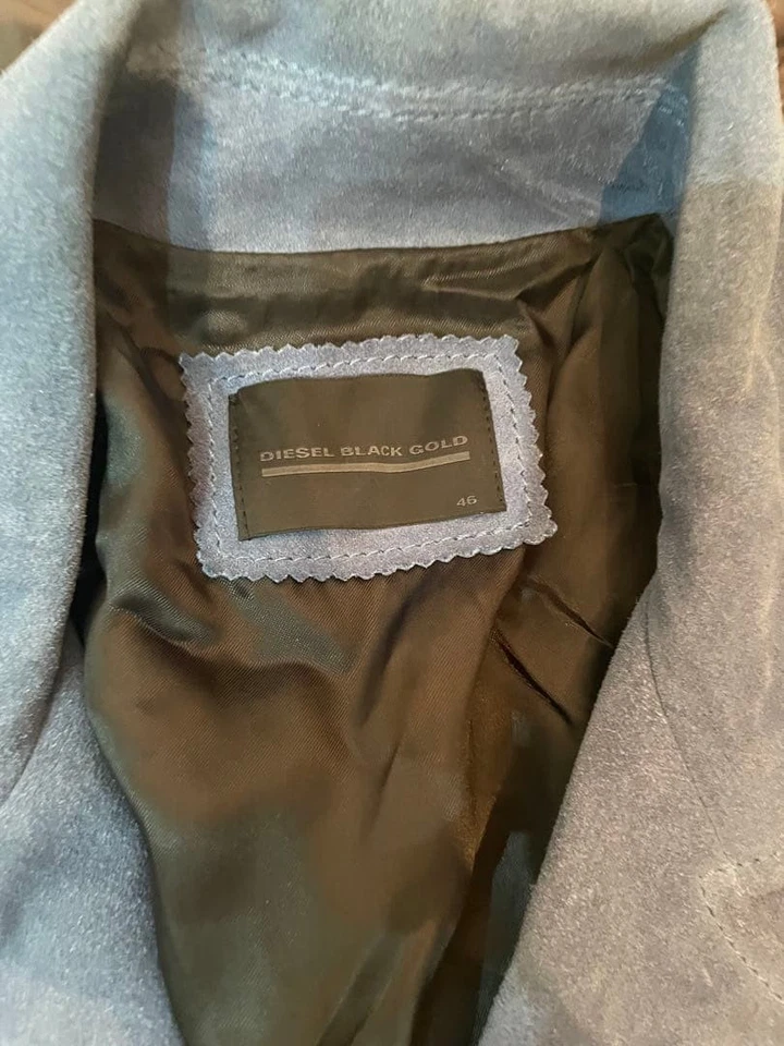 DIESEL BLACK GOLD Double Riders Leather Jacket Dull Blue Italy Size 46 ( L ) - Image 4 of 4