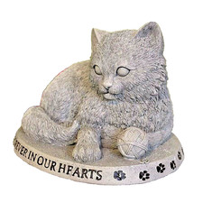 Memorial Statue Kitten Cat Pet Forever In Our Hearts 8 inch Indoor Outdoor