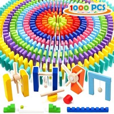 1000 Piece Dominoes Set for Kids with Extra 20 Blocks, Colorful Dominos Tiles fo