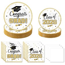 2026 Graduation Party Decorations Set - 200Pcs White Gold Class of 2026 Gradu...