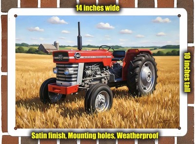 Metal Sign - 1969 Massey Ferguson 165 Tractor Oil Painting - 14x10