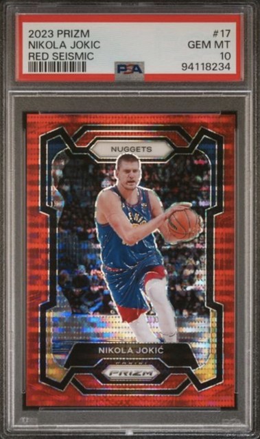 2023-24 Panini Prizm Nikola Jokić #17 Red Seismic 116/299 PSA 10