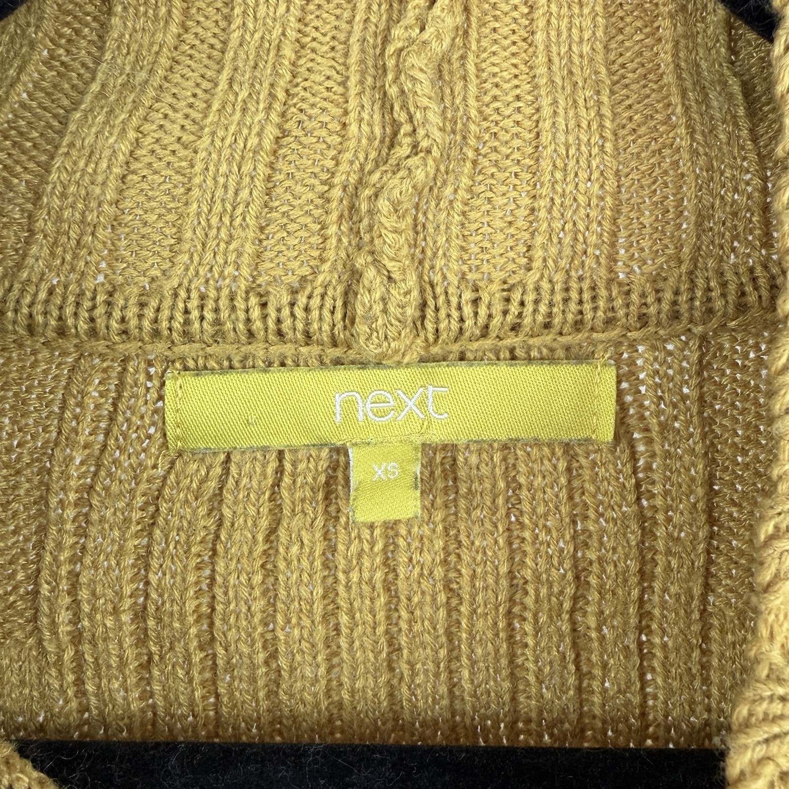 Next Mustard Yellow Green Wool Blend Turtleneck Pattern Sweater Jumper Size XS image 3