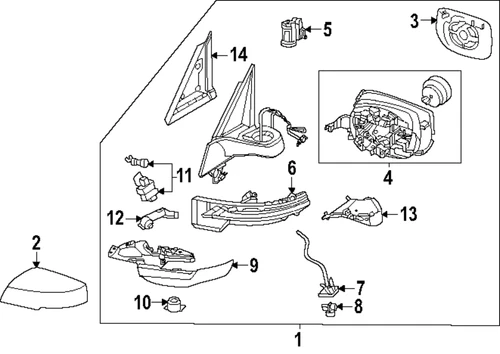Genuine Nissan Mirror Assembly 96301-7KP2B