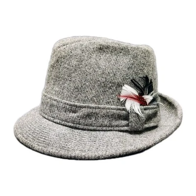 Vintage Dobbs Fifth Avenue Fedora Hat Gray Wool Size 6-7/8 Feathers Made In USA - Image 1 of 4