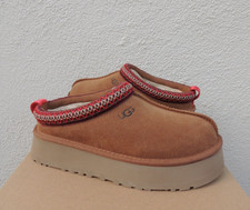 UGG TAZZ CHESTNUT SUEDE/ WOOL PLATFORM SLIPPERS SHOES, WOMEN US 7/ EUR 38 NEW