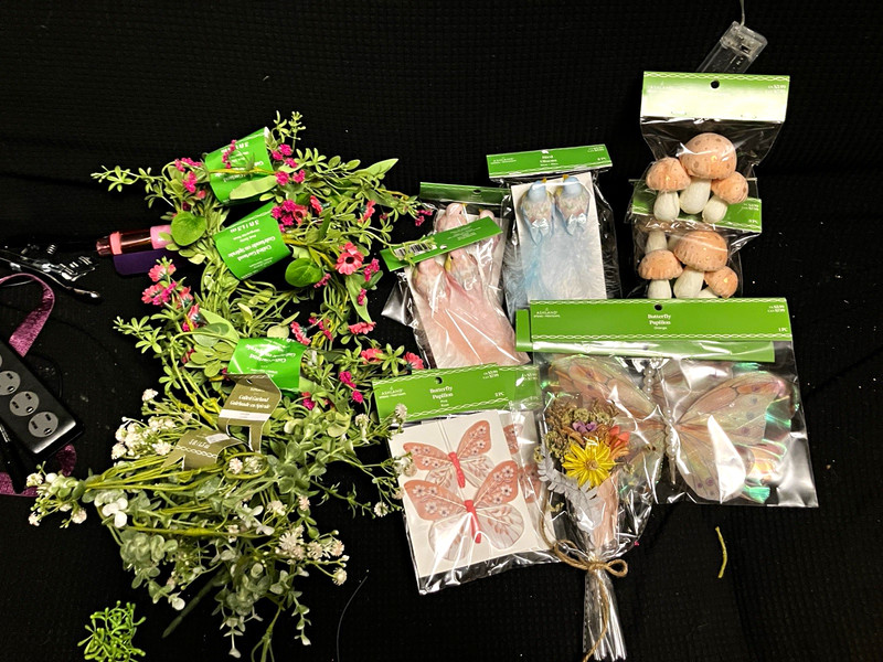 Ashland Spring Plastic Garland Lot w/ Artificial Greenery, Florals, Butterflies