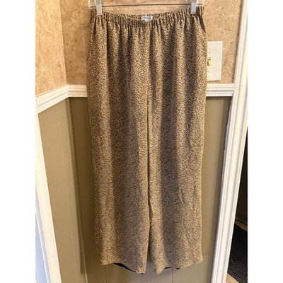 Silks by I.S.C. Animal Print Silk Pants Elastic Waist Wide Leg Size M Women's