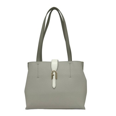 FURLA Sofia Light gray Gray White Leather Tote Bag